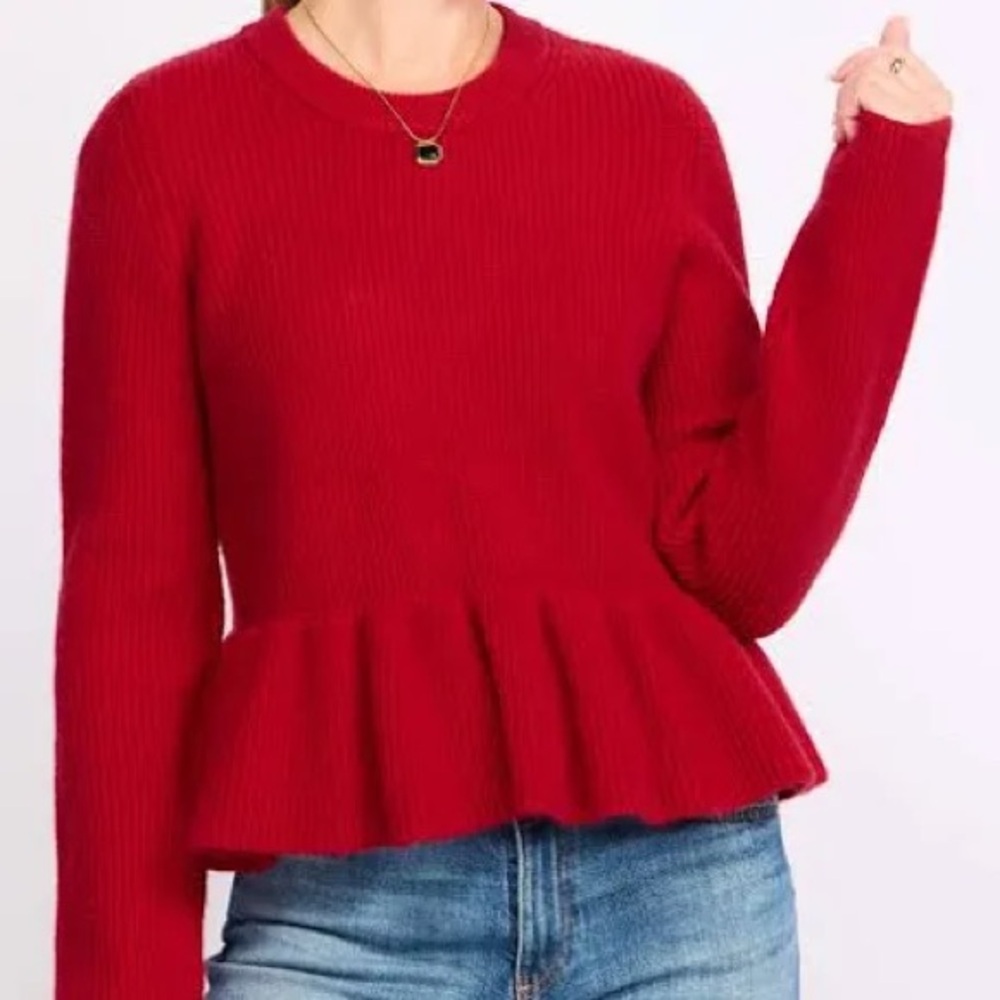 a new day Red Crewneck Ribbed Sweater